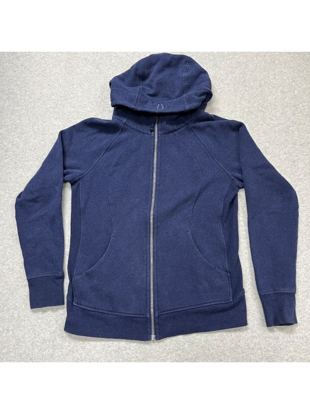 Lululemon Scuba Women's True Navy Size 12 Full Zip Cotton Blend Fleece Hoodie